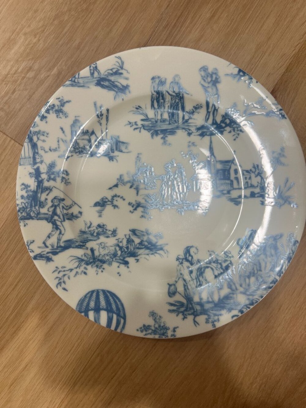 Vintage Yves Deshoulieres Blue Toile Plate: Heloise Decor (Made in France)